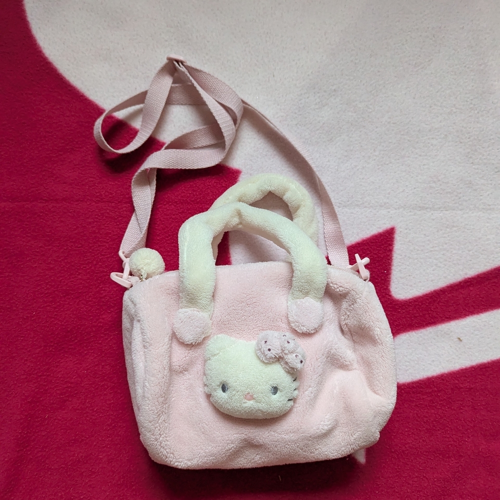 Hello Kitty Cute Pink and Cream Plush Purse Bag 2011